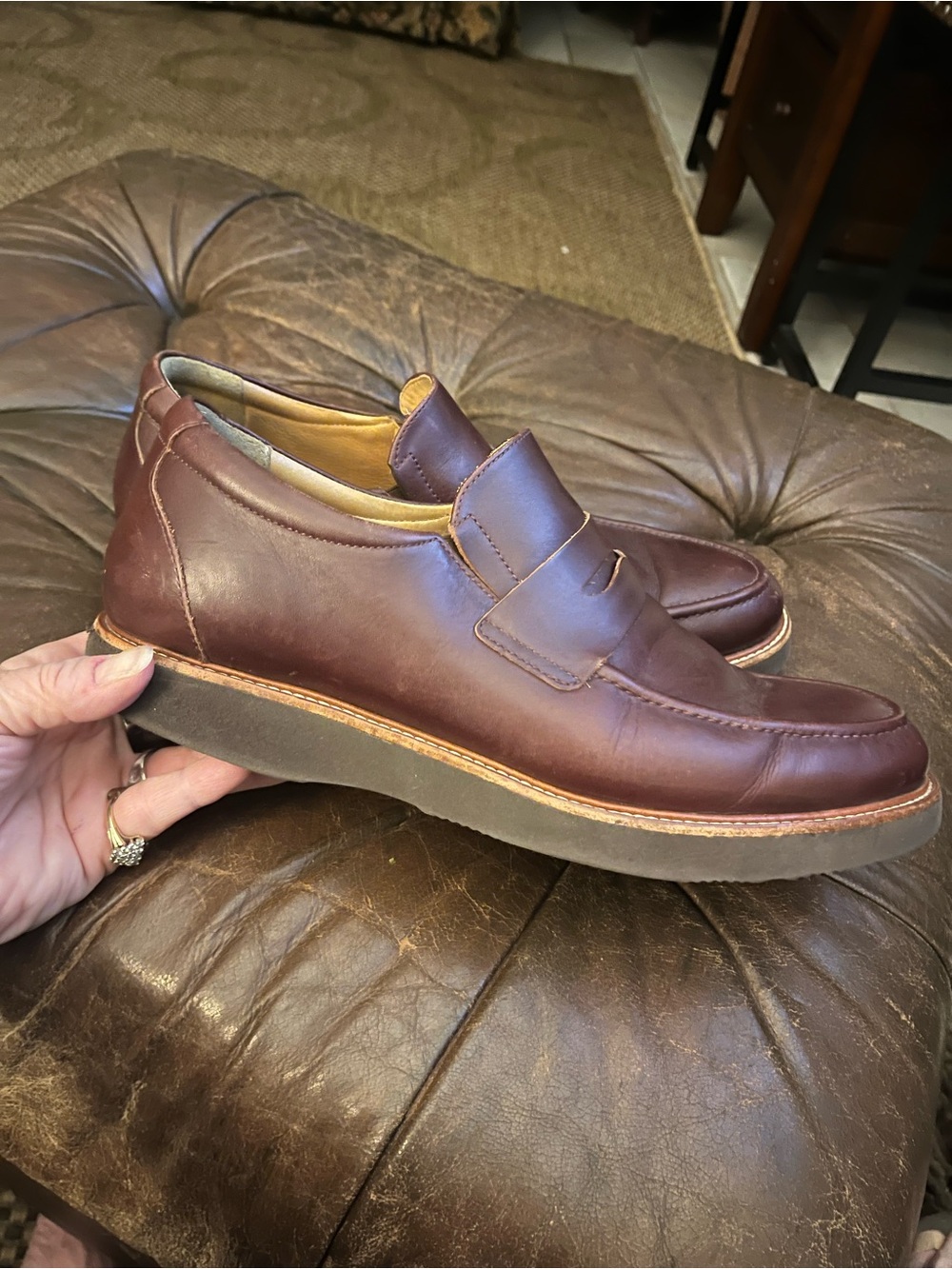 Samuel Hubbard Classic Men's Brown Leather Penny Loafers Cushioned Crepe Sole